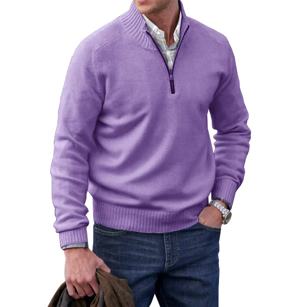 Pull met rits van kasjmier voor heren, casual stijl, winter