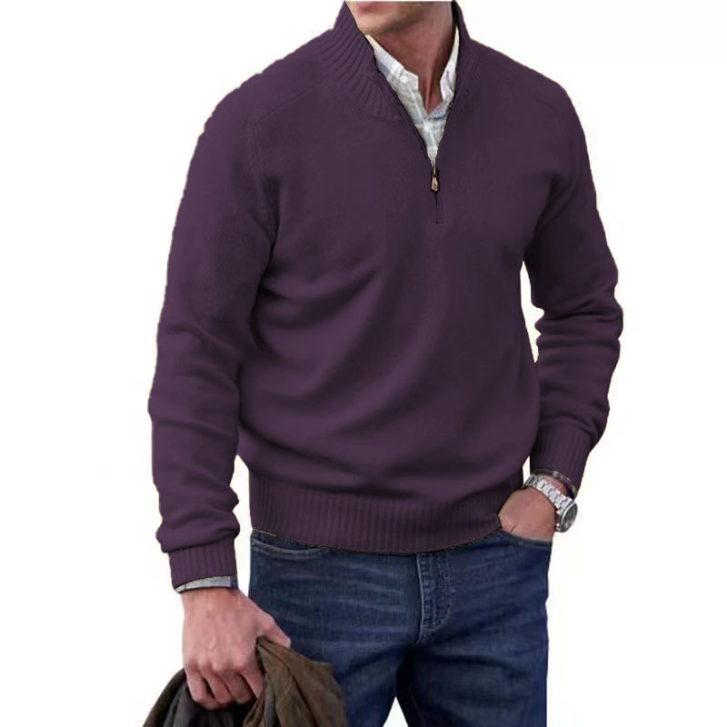 Pull met rits van kasjmier voor heren, casual stijl, winter