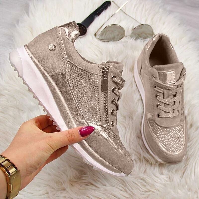 Vrouwen Wedges Ronde Neus Casual Sneakers, Comfortabele Orthopedische Wandelschoenen