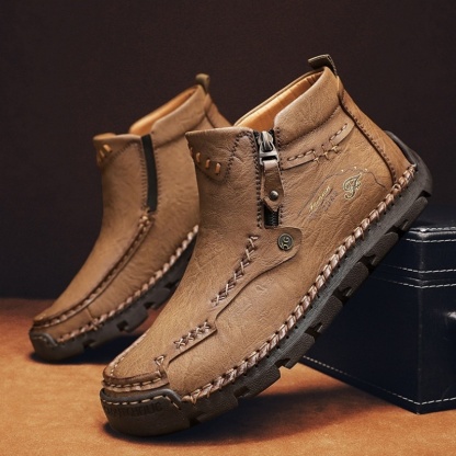 (🔥BLACK FRIDAY SALE - 70% OFF)Men's Casual Handmade Leather Boots - Prevent Foot Diseases