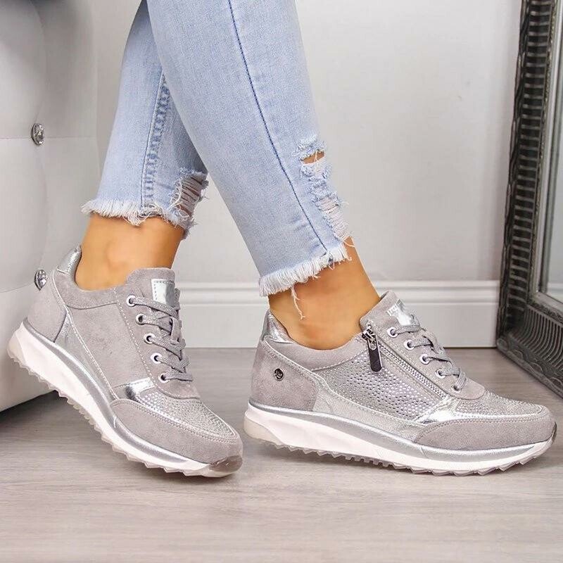 Dames Wedges Ronde Neus Casual Sneakers, Comfortabele Orthopedische Wandelschoenen