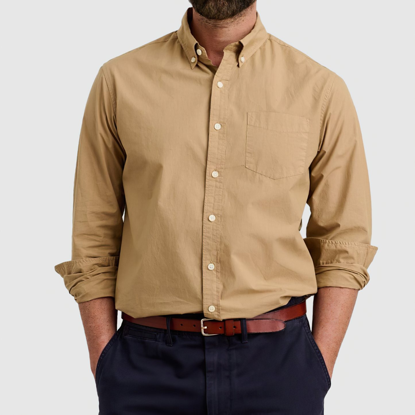 Chemise pour homme en coton peigné anti-rides