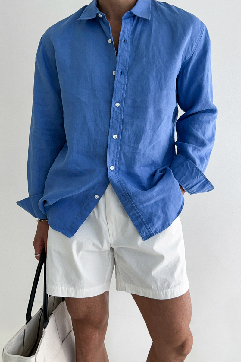 Chemise en lin unie simple pour l'été