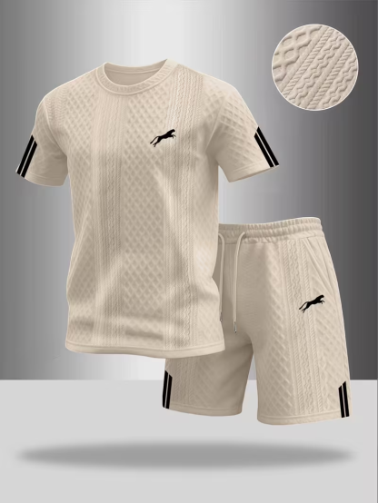 ⏰ Dernier jour : 50 % de réduction ! 🔥 – Ensemble d’été pour homme avec t-shirt et short à motif en relief