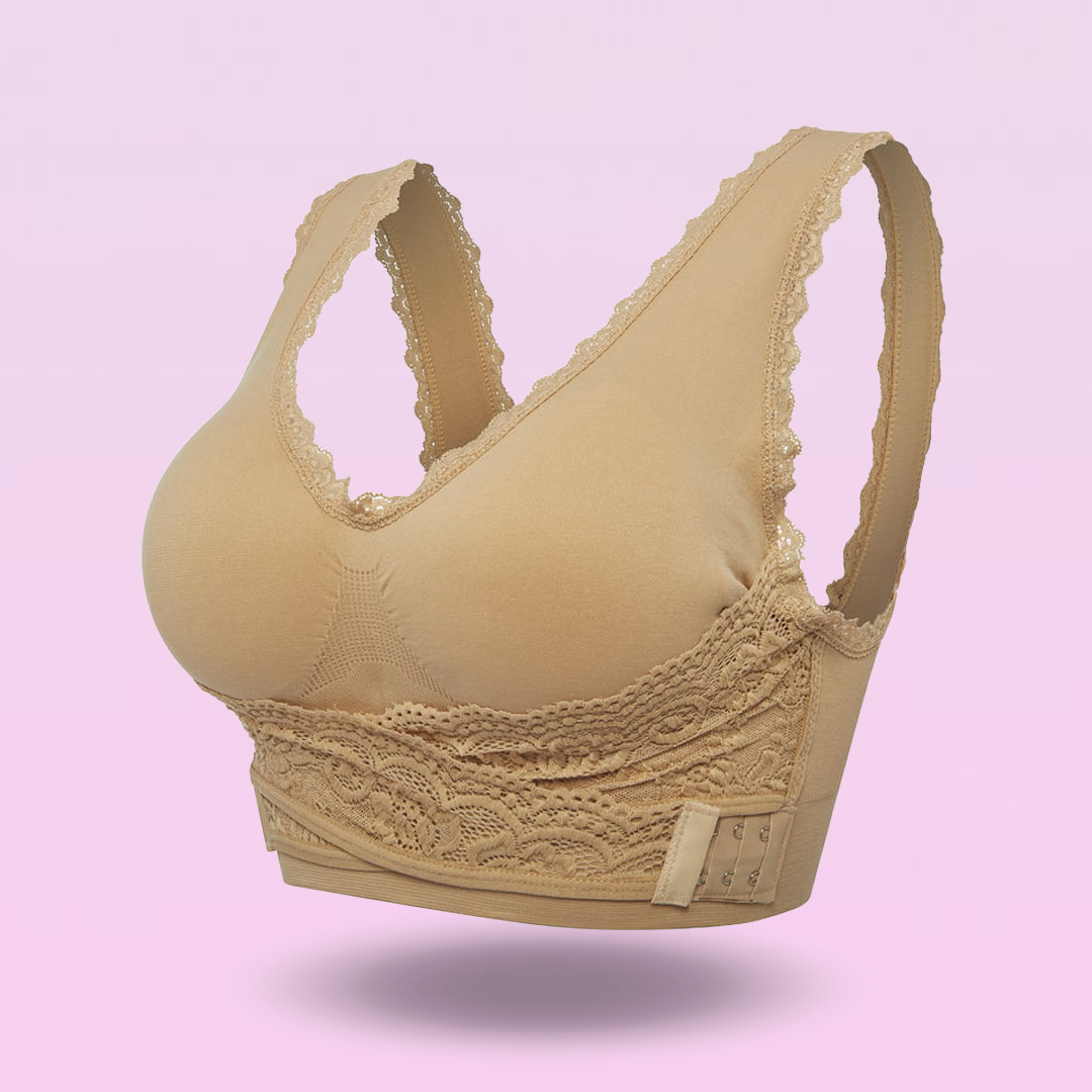 Comfortabele Push-Up Corset Beha's Zonder Beugel, Voorzijde Kruisend, Zijdelingse Sluiting Van Kant