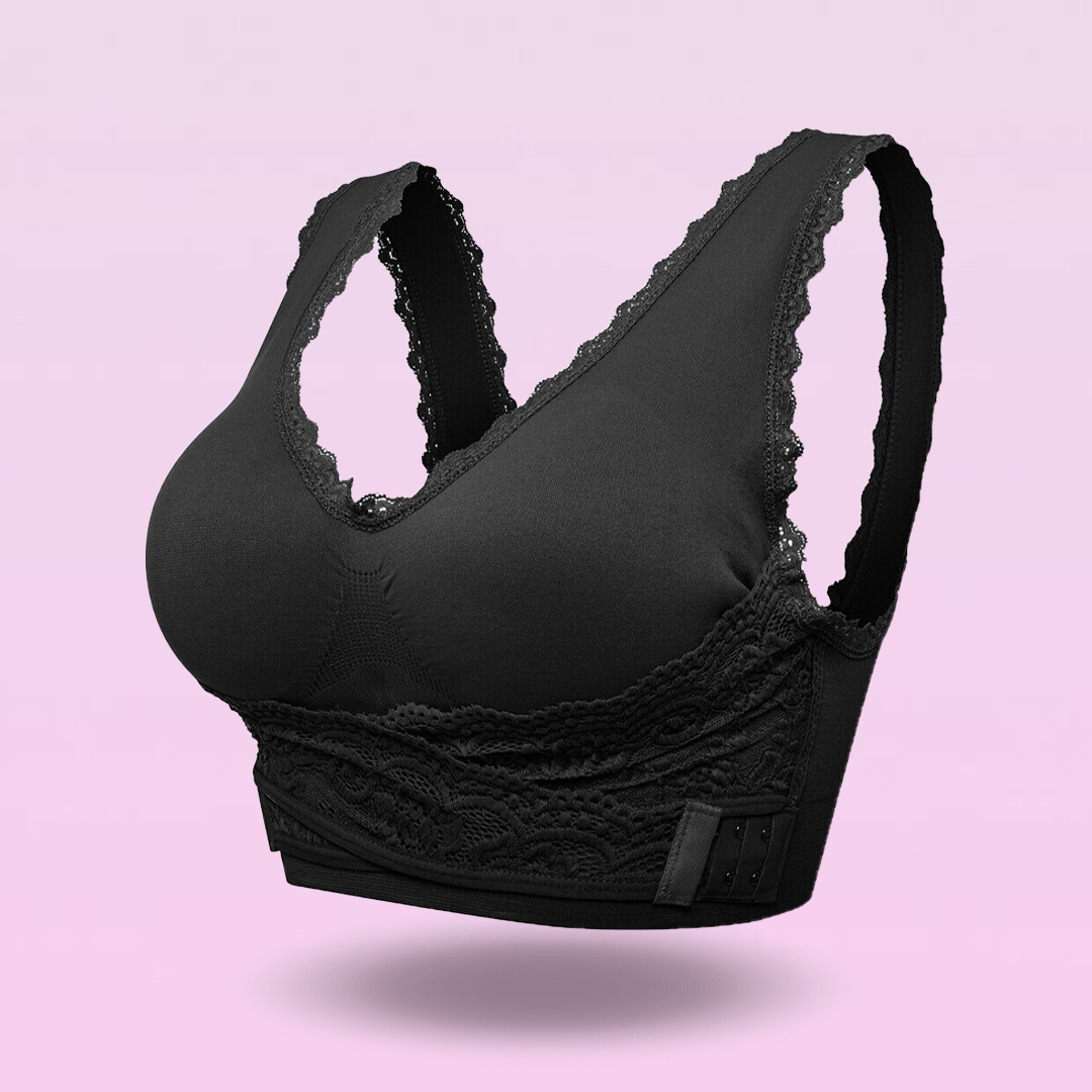 Comfortabele Push-Up Corset Beha's Zonder Beugel, Voorzijde Kruisend, Zijdelingse Sluiting Van Kant