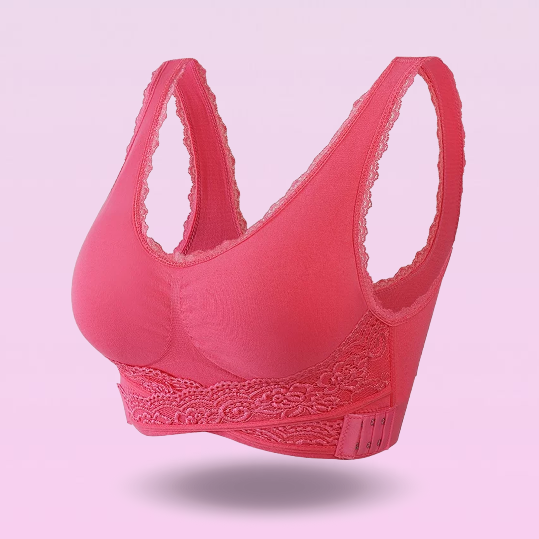 Comfortabele Push-Up Corset Beha's Zonder Beugel, Voorzijde Kruisend, Zijdelingse Sluiting Van Kant