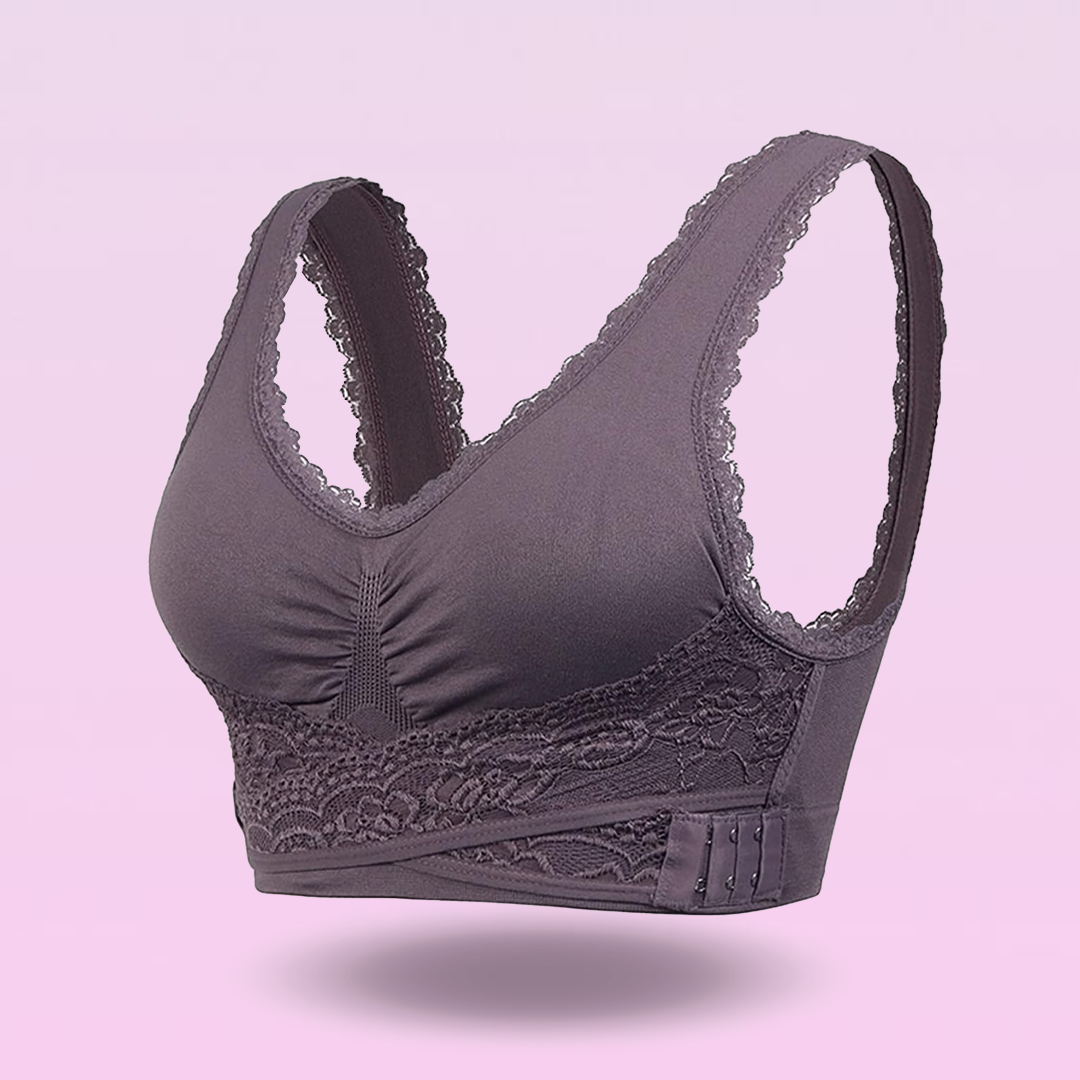 Comfortabele Push-Up Corset Beha's Zonder Beugel, Voorzijde Kruisend, Zijdelingse Sluiting Van Kant