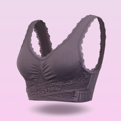 Comfortabele Push-Up Corset Beha's Zonder Beugel, Voorzijde Kruisend, Zijdelingse Sluiting Van Kant