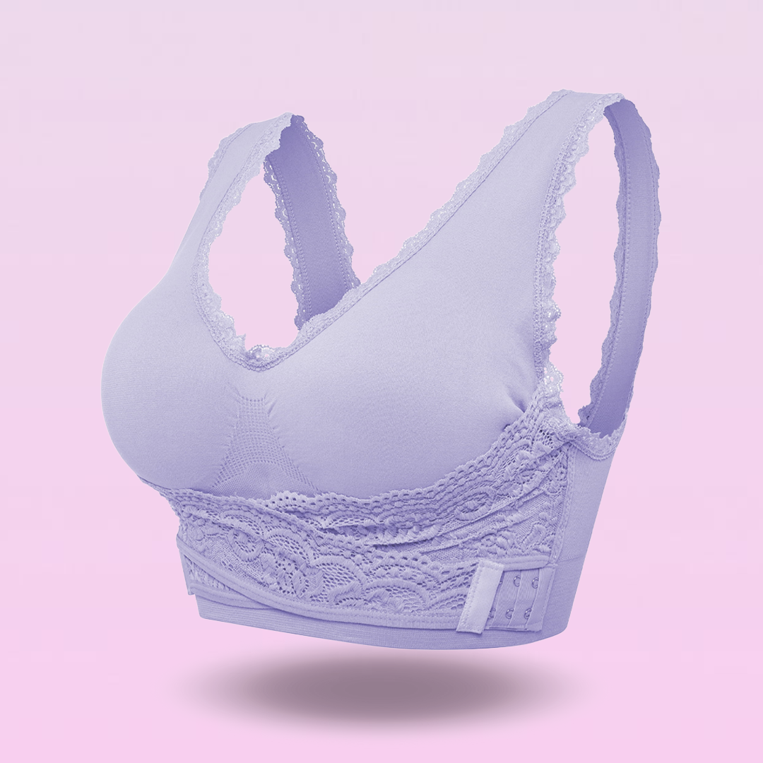 Comfortabele Push-Up Corset Beha's Zonder Beugel, Voorzijde Kruisend, Zijdelingse Sluiting Van Kant