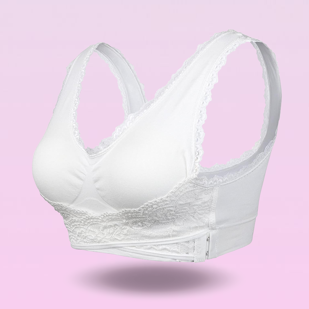 Comfortabele Push-Up Corset Beha's Zonder Beugel, Voorzijde Kruisend, Zijdelingse Sluiting Van Kant