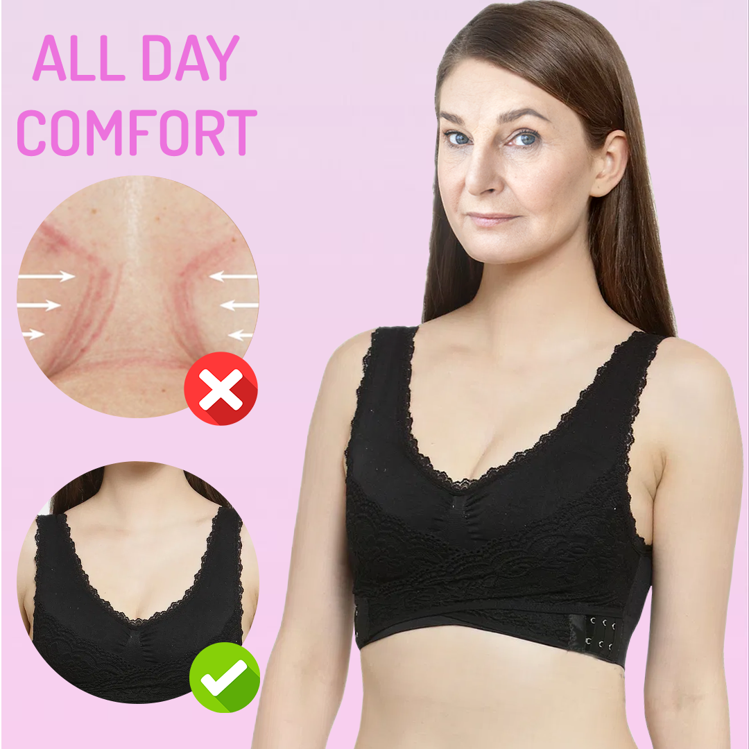 Comfortabele Push-Up Corset Beha's Zonder Beugel, Voorzijde Kruisend, Zijdelingse Sluiting Van Kant