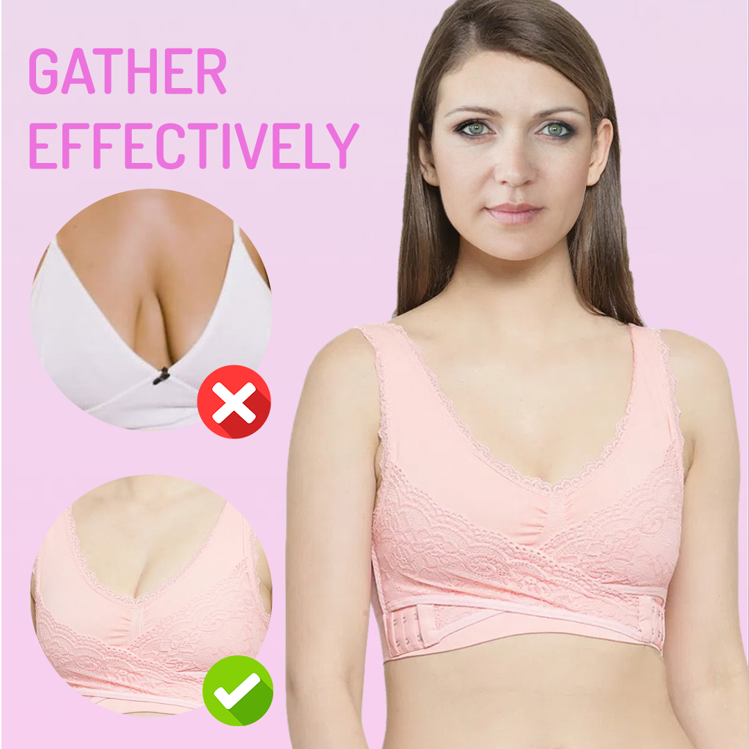 Comfortabele Push-Up Corset Beha's Zonder Beugel, Voorzijde Kruisend, Zijdelingse Sluiting Van Kant
