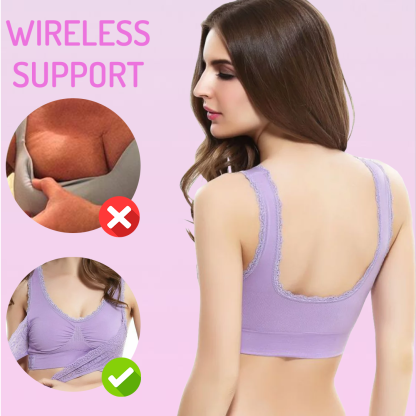 Comfortabele Push-Up Corset Beha's Zonder Beugel, Voorzijde Kruisend, Zijdelingse Sluiting Van Kant