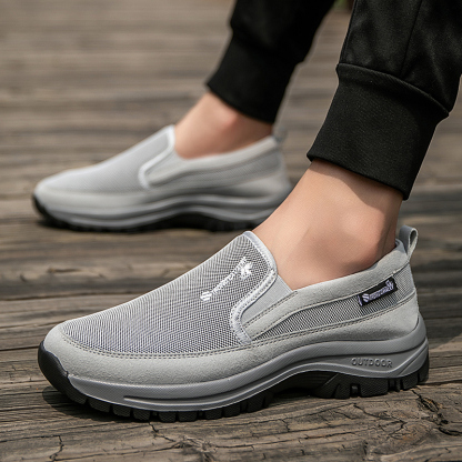 Chaussures pour hommes avec soutien de la voûte plantaire, respirantes, légères et antidérapantes.