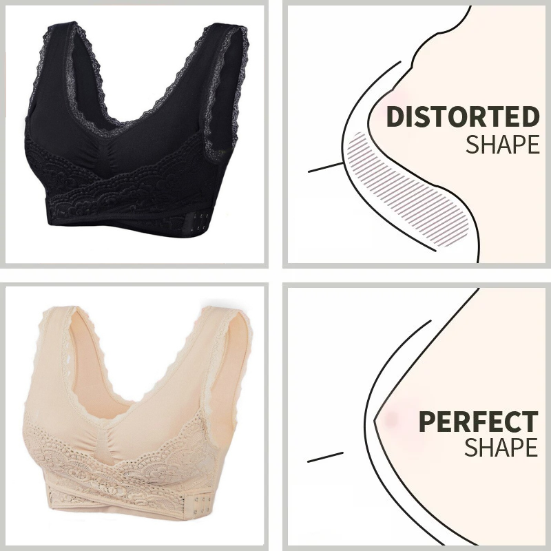 Comfortabele Push-Up Corset Beha's Zonder Beugel, Voorzijde Kruisend, Zijdelingse Sluiting Van Kant