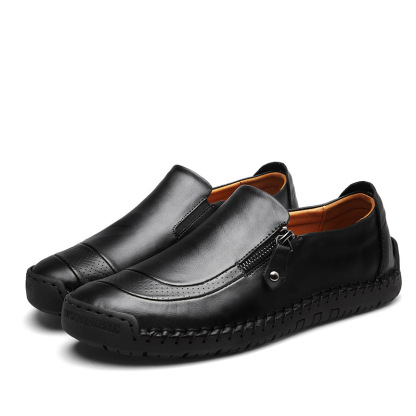🔥 Cette semaine en promotion - 70 % de réduction 🔥 Mocassins en cuir confortables pour hommes avec fermeture éclair latérale, chaussures de marche orthopédiques confortables