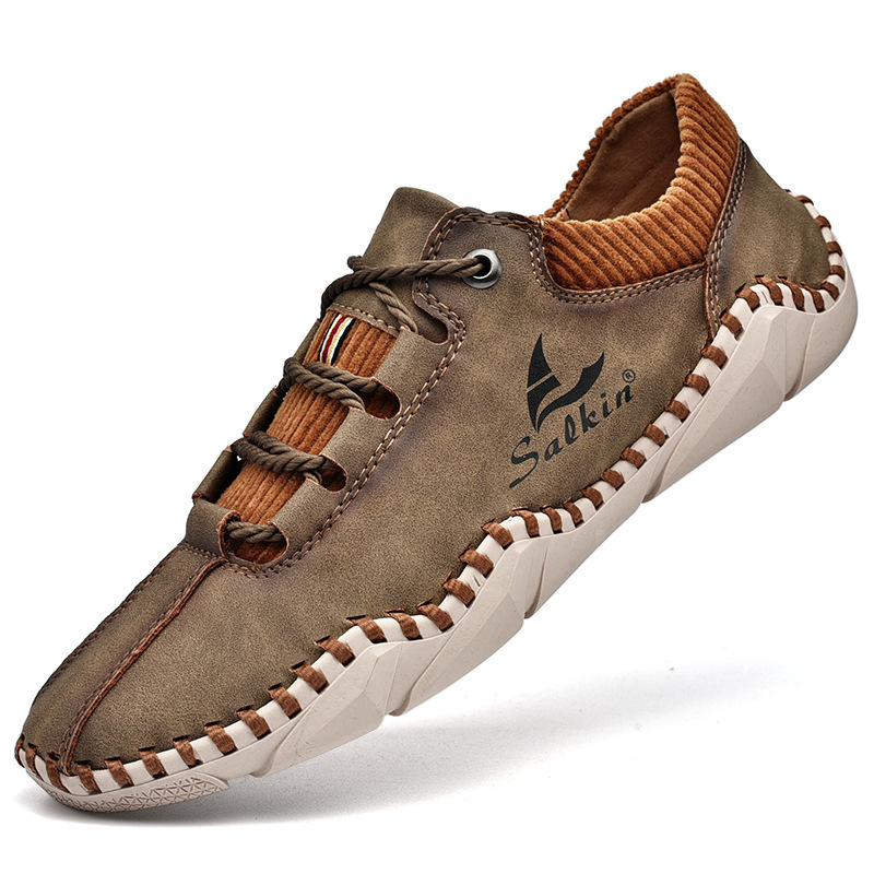 [Dernier jour -70 % - Ne manquez pas cette occasion] 🔥 Chaussures de marche en cuir de veau pour hommes 👞 Cousues à la main ✅ Soutien de la voûte plantaire - Soulagement de la douleur pour une marche confortable