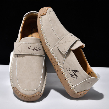 🔥 Chaussures de marche à enfiler pour hommes 👞 Faciles à mettre et à enlever, cousues à la main ✅ Antidérapantes, à porter 24 heures sur 24, marche confortable