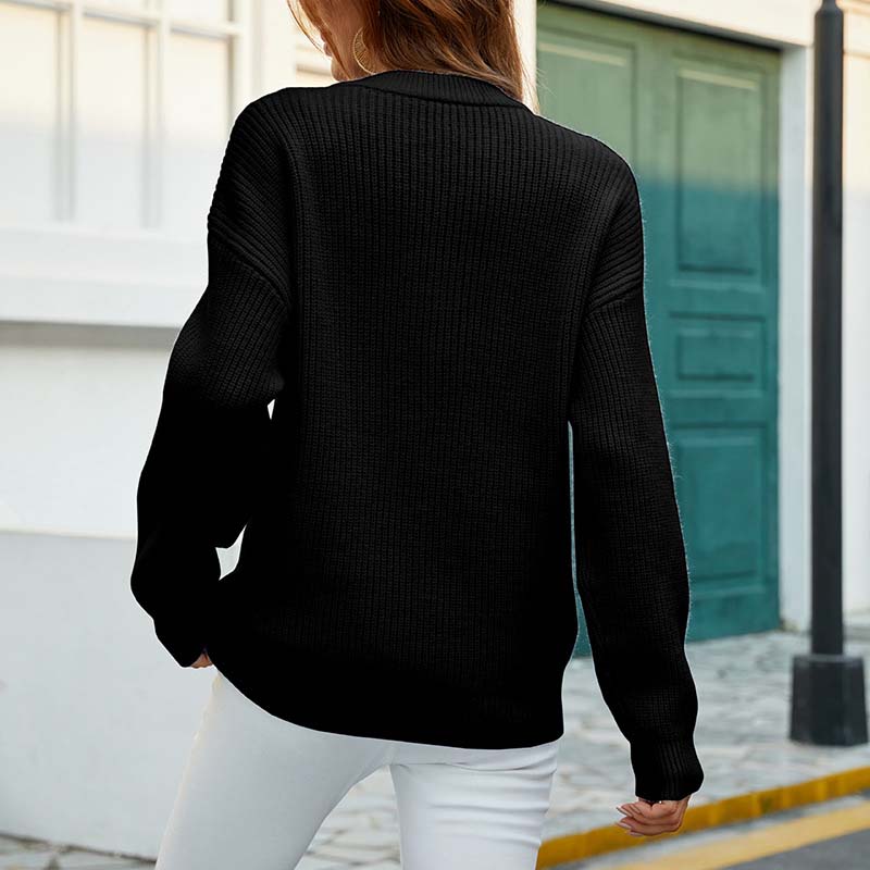 Effenkleurige casual gebreide trui