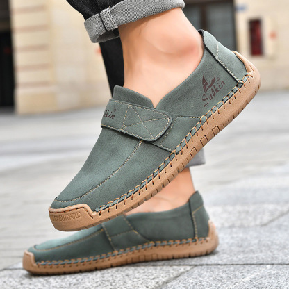 🔥 Chaussures de marche à enfiler pour hommes 👞 Faciles à mettre et à enlever, cousues à la main ✅ Antidérapantes, à porter 24 heures sur 24, marche confortable