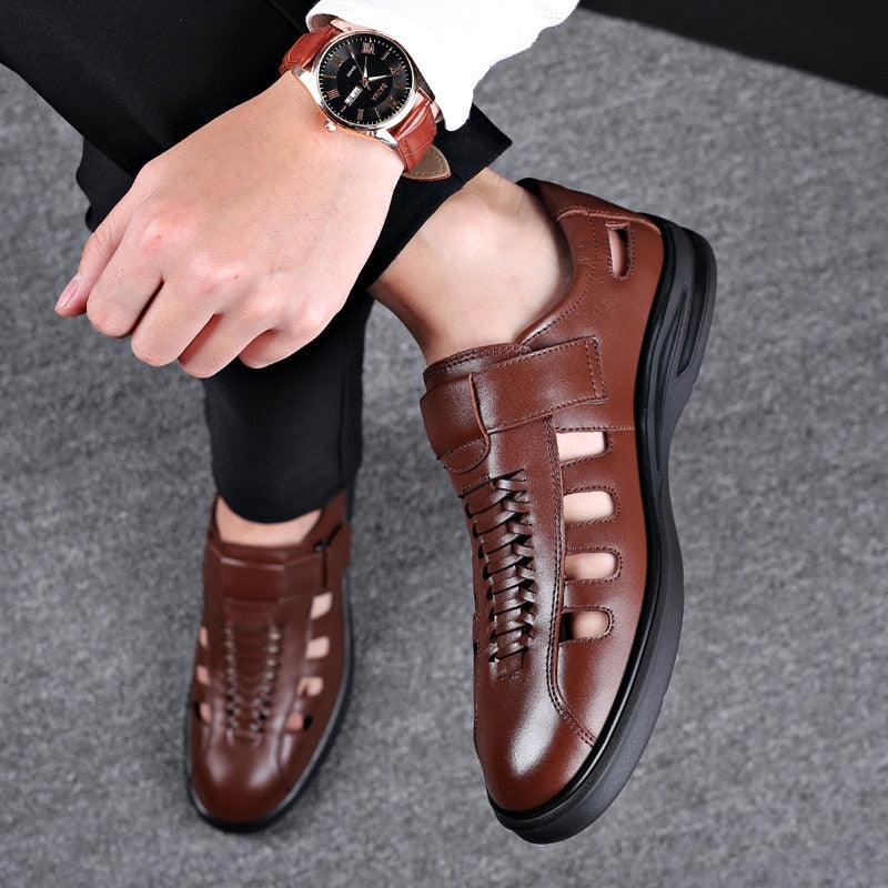 Leren casual sandalen voor mannen - Questy