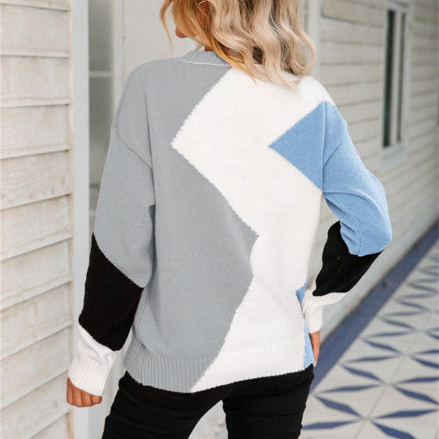 Casual trui met contrasterende kleuren