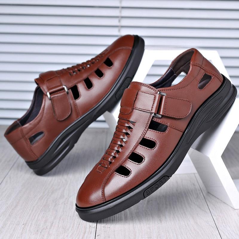 Leren casual sandalen voor mannen - Questy