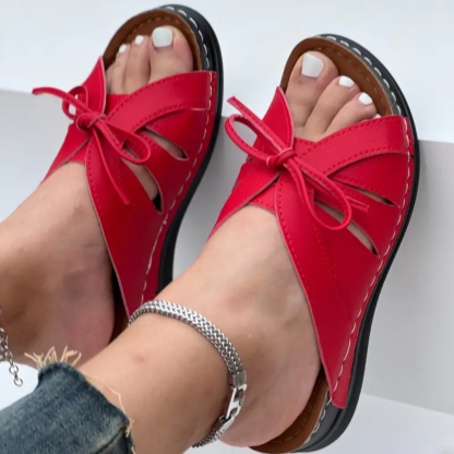 Blisscomfy Bowknot Arch Support Open Toe Slide Sandals