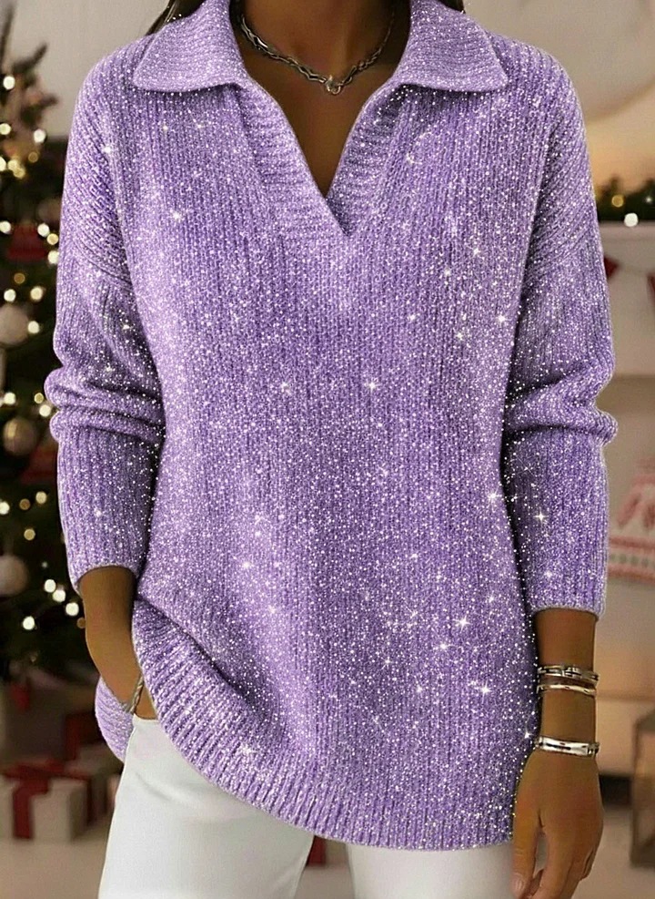 💥 Meilleure vente de l'hiver - ❄️Pull en maille à col polo, inspiration années 80, dégradé ciel étoilé onirique