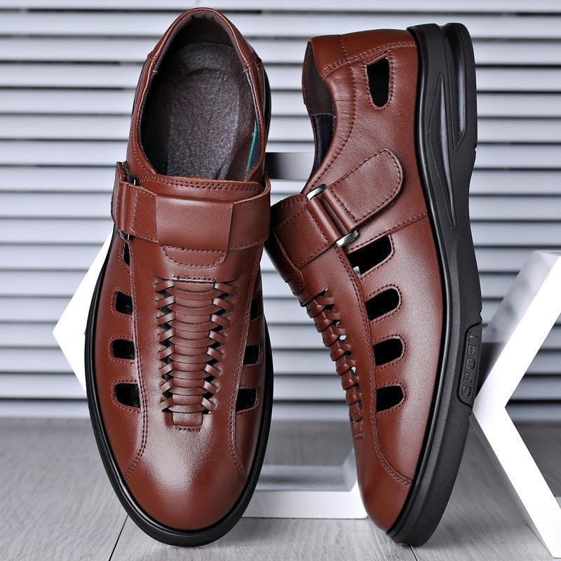 Leren casual sandalen voor mannen - Questy