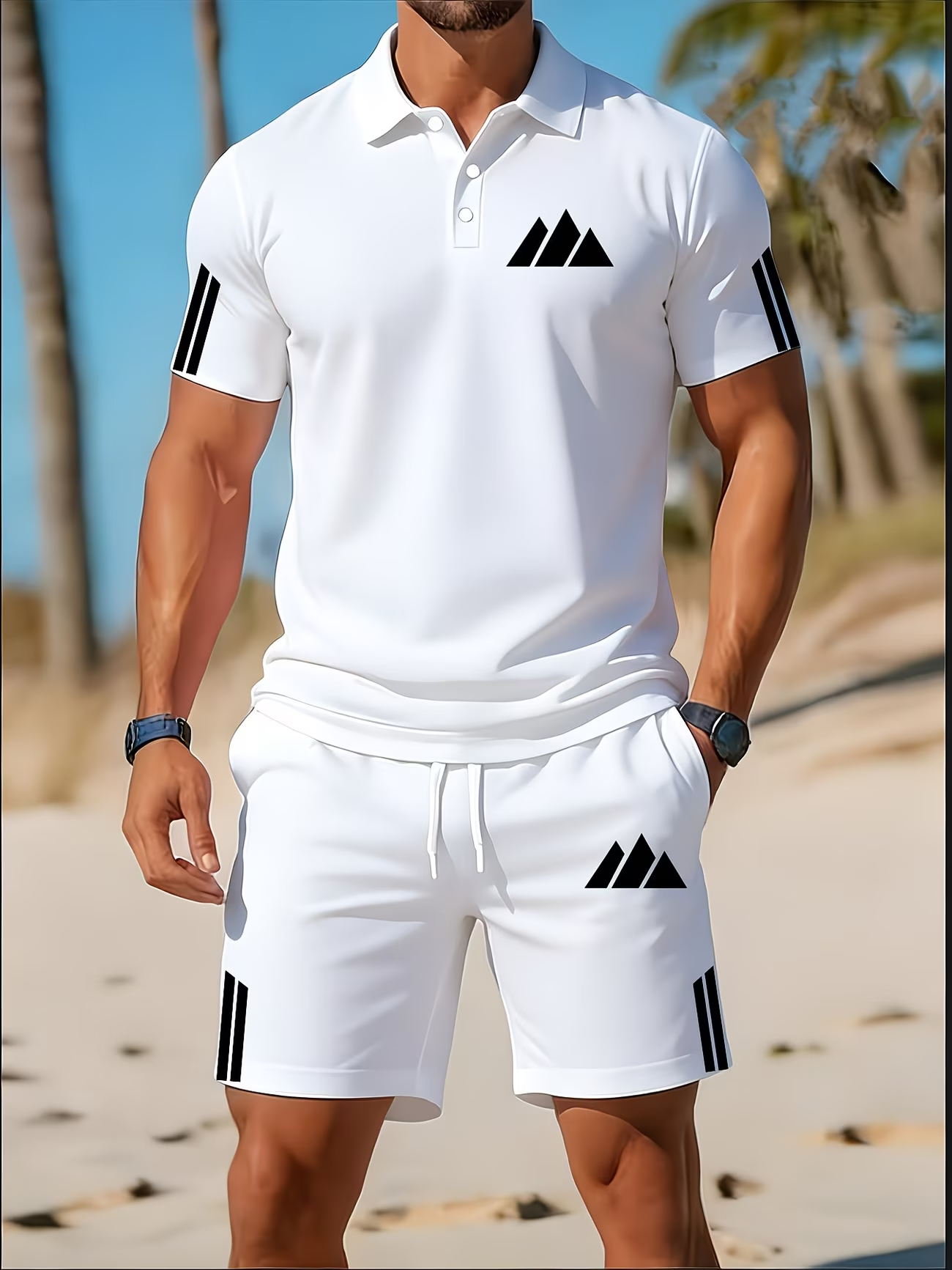 ⏰ Dernier jour : 50 % de réduction ! 🔥 - Ensemble sport homme avec polo et short slim