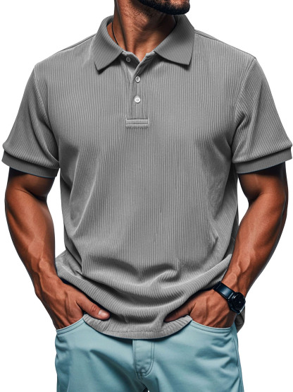 Chemise polo rétro décontractée à manches courtes avec col à revers pour homme