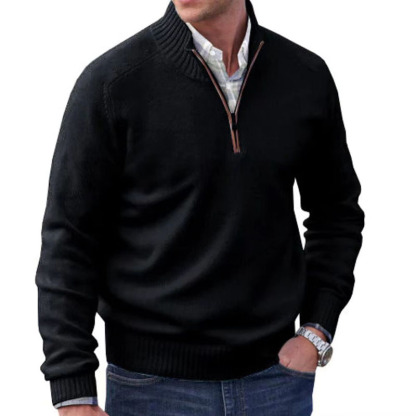 Pull met rits van kasjmier voor heren, casual stijl, winter