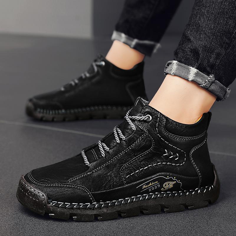 Chaussures en cuir pour hommes faites à la main - Soulage la douleur aux pieds