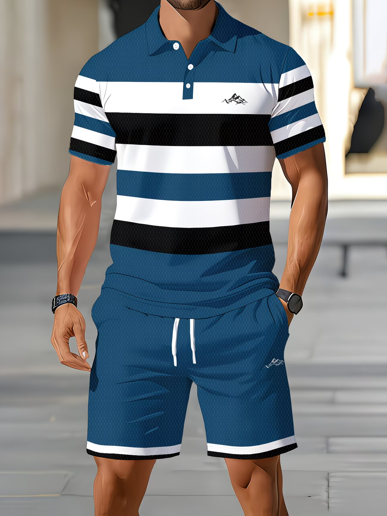 ⏰ Dernier jour : 50 % de réduction ! 🔥 Ensemble polo et short pour homme, idéal pour l’été