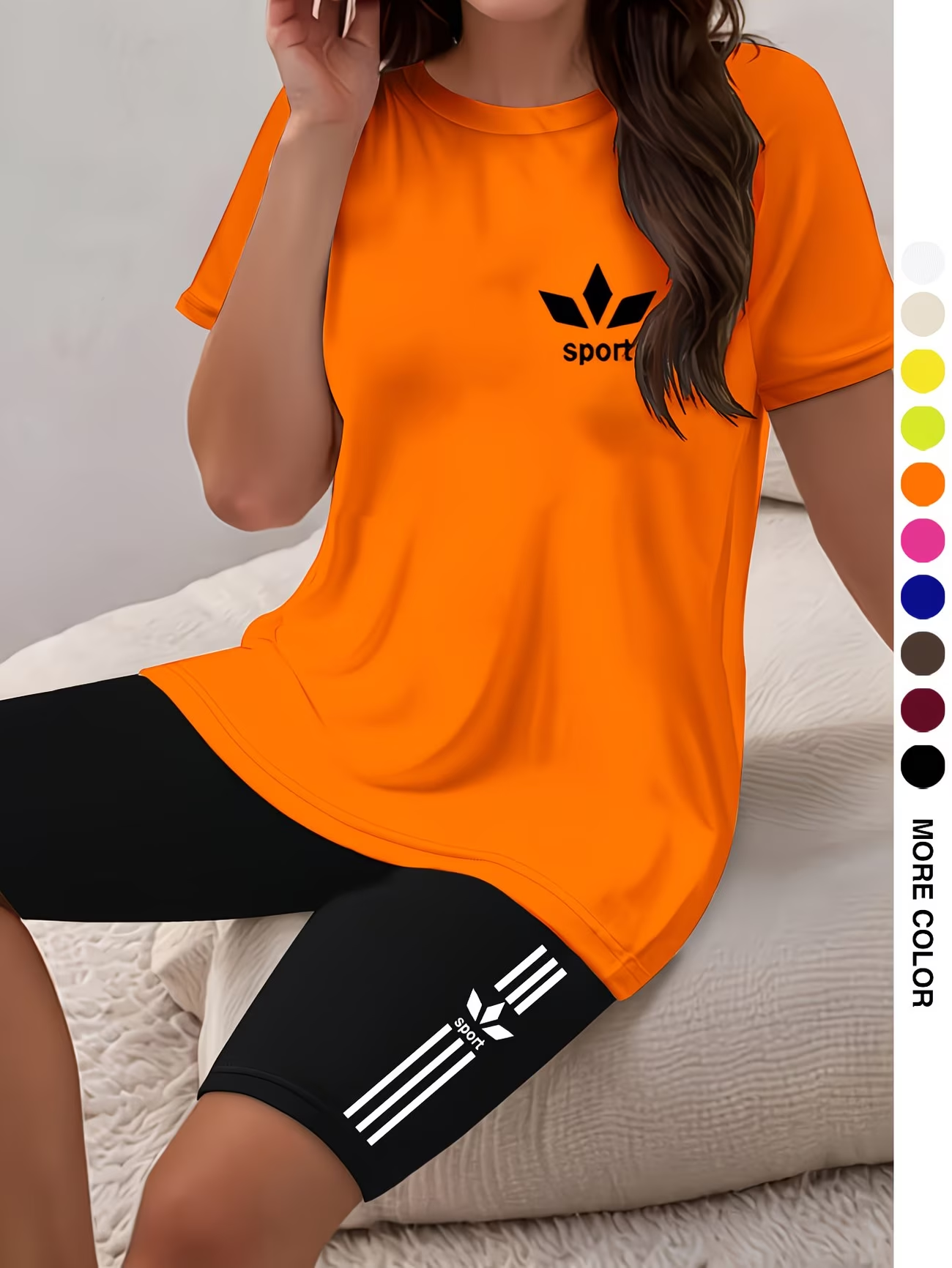 ⏰ Dernier jour : 50 % de réduction ! 🔥 – Ensemble de sport femme avec t-shirt et short cycliste pour l’été