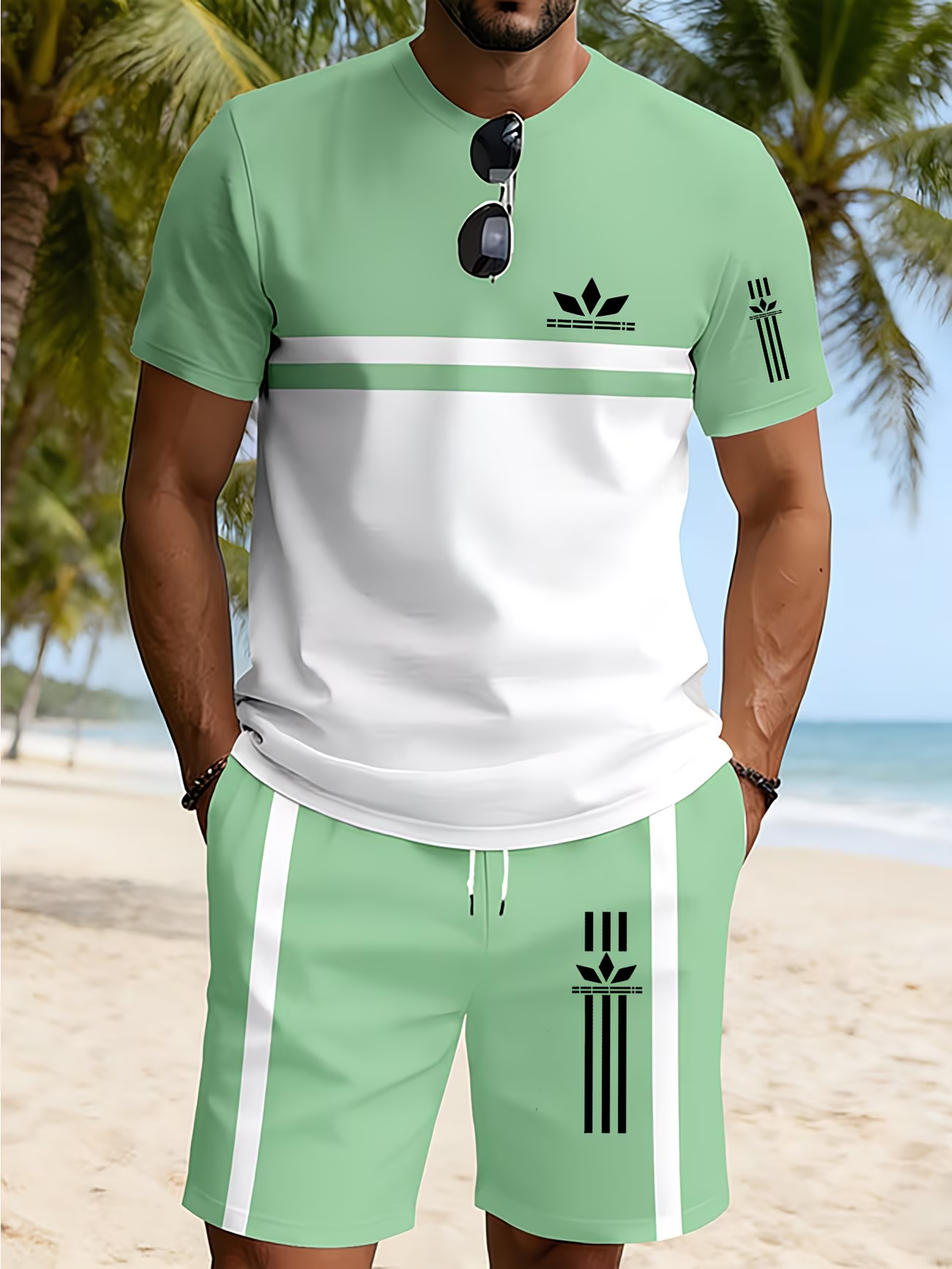 ⏰ Dernier jour : 50 % de réduction ! 🔥 – Tenue d’été sportive pour homme avec t-shirt et short