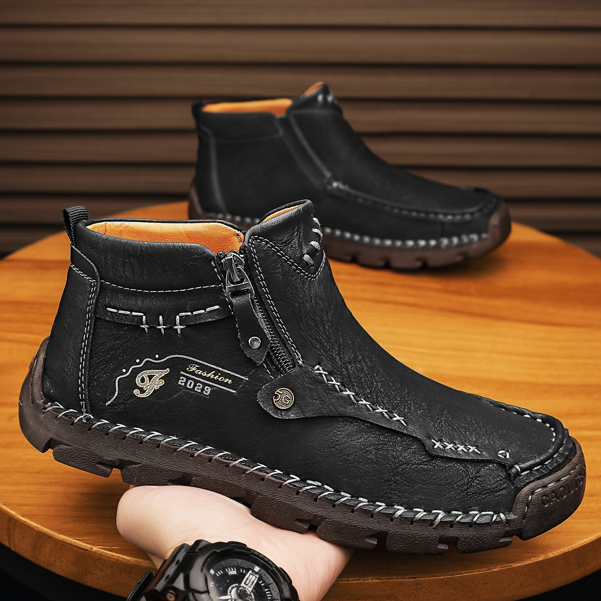 (🔥BLACK FRIDAY SALE - 70% OFF)Men's Casual Handmade Leather Boots - Prevent Foot Diseases