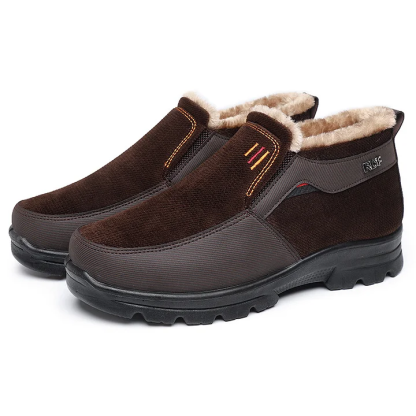 Men's Winter Fleece Waterproof Warm Non-Slip Orthopedic Shoes Snow Ankle Boots (Medical Certification)