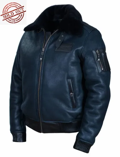 50% DE RÉDUCTION - VESTE DE VOL B-15 FAST EAGLE EN CUIR DE MOUTON BLEU MARINE [ÉPUISÉ]