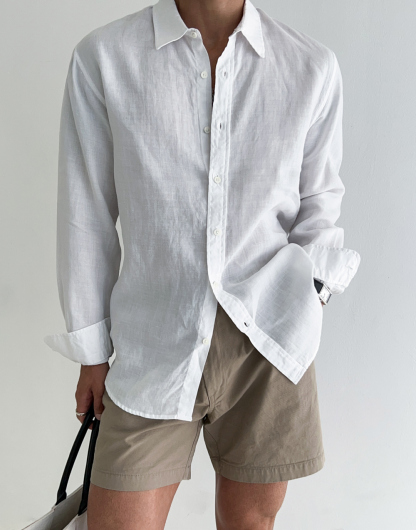 Chemise en lin unie simple pour l'été
