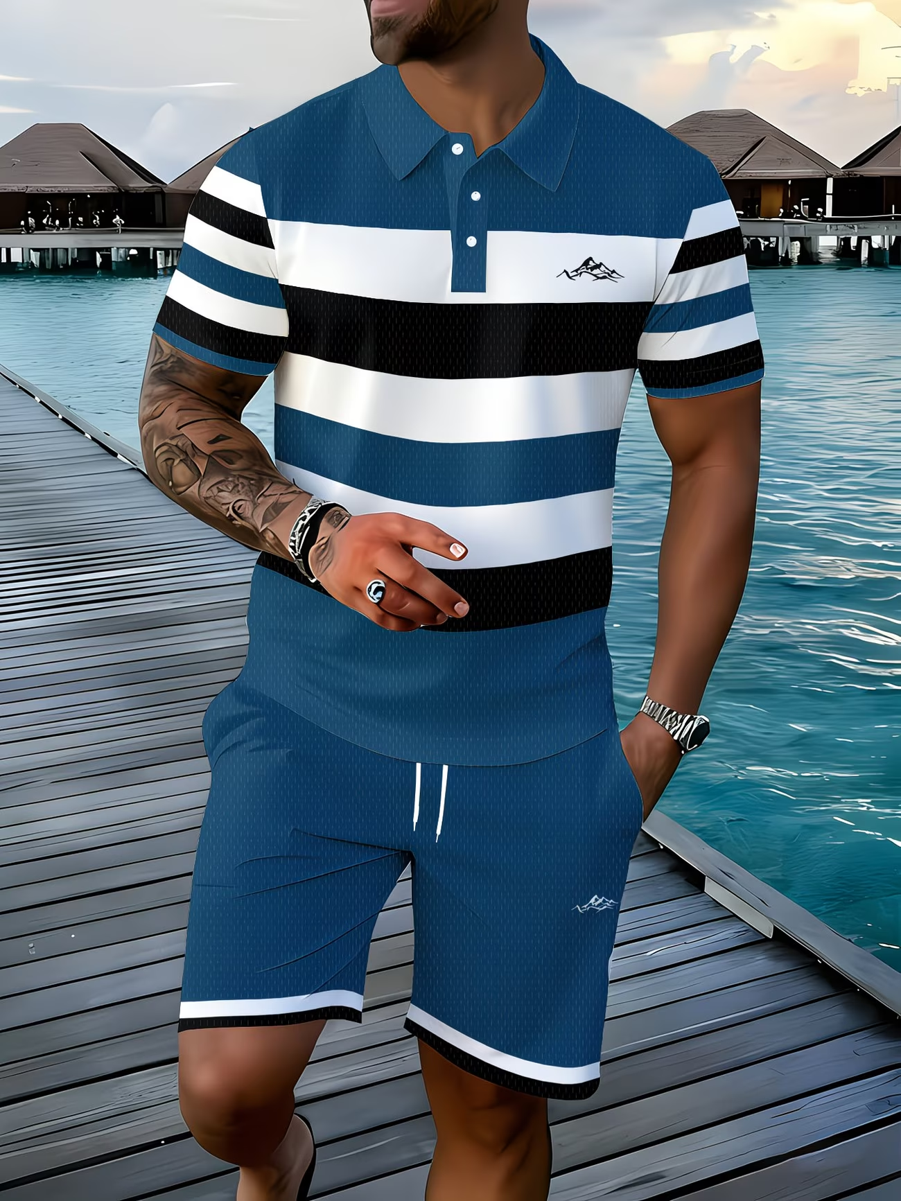 ⏰ Dernier jour : 50 % de réduction ! 🔥 Ensemble polo et short pour homme, idéal pour l’été