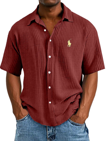 🔥 Chemise à manches courtes structurée décontractée, ample et confortable pour homme