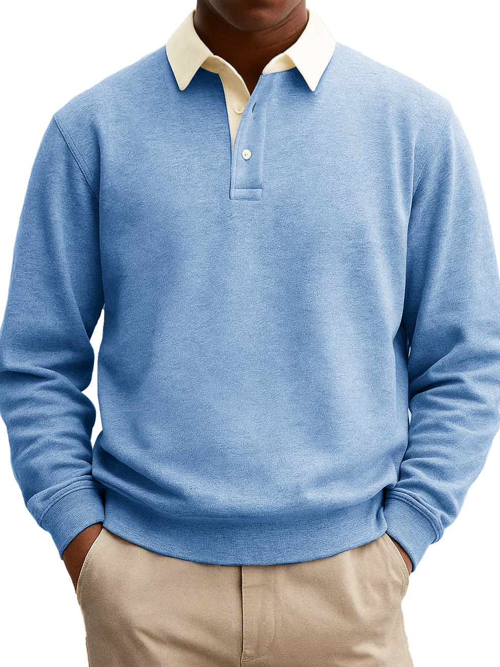 Men's Stylish Casual Everyday Cotton Long-sleeved Lapel Sweatshirt Pol