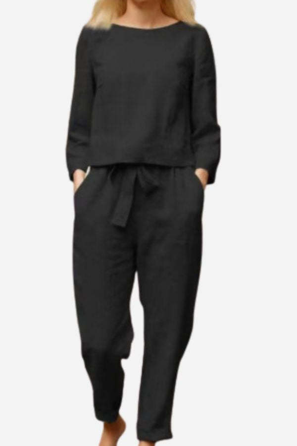 Ensemble 2 pièces uni en lin et coton 100%