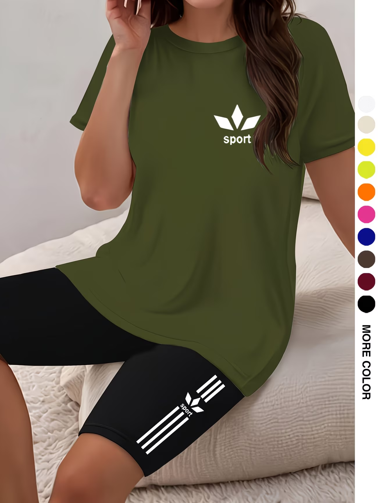 ⏰ Dernier jour : 50 % de réduction ! 🔥 – Ensemble de sport femme avec t-shirt et short cycliste pour l’été