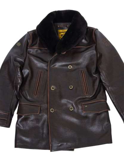 Grand Manteau Peacoat en Cuir Western d'Hiver Art. 709