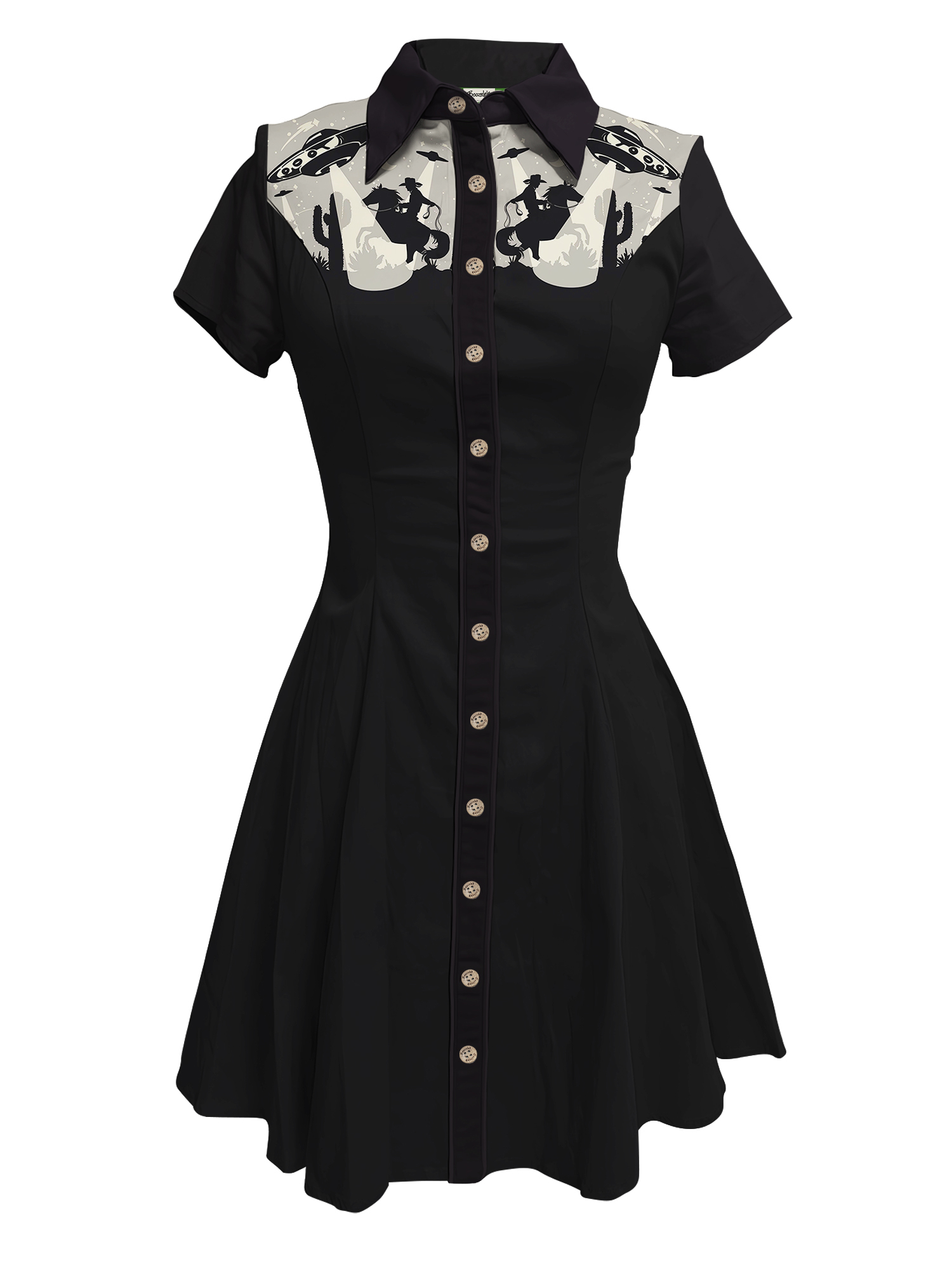 Western rétro vaisseau spatial cowboy cactus - Robe 100 % coton