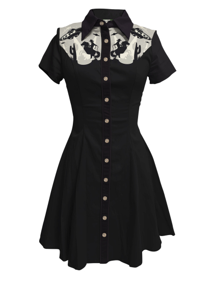 Western rétro ruimteschip cowboy cactus - Jurk 100 % katoen